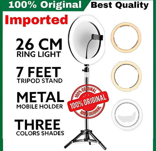 6cm Led Ring Light With Mobile Holder, 7ft Tripod Stand, 3 Light Colors