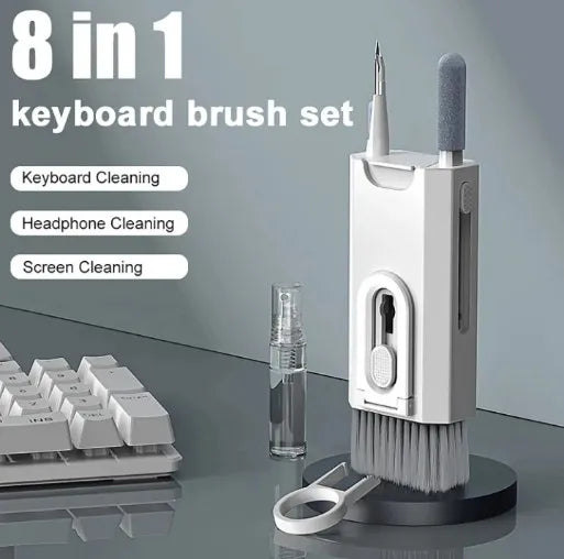 8In1 Computer Keyboard Cleaner Brush Kit Earphone Cleaning Pen for Headset Phone Cleaning Tools Black