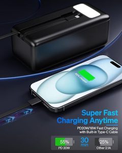 Aspor A350 | 50,000mah – Fast Charging With Built-in Flashlight Power Bank For Mobile And Laptops