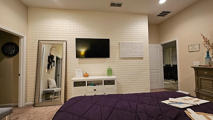 3D Brick Self Adhesive Wallpaper Foam Sheet, High Quality - White – 70*77cm, 5 Pcs