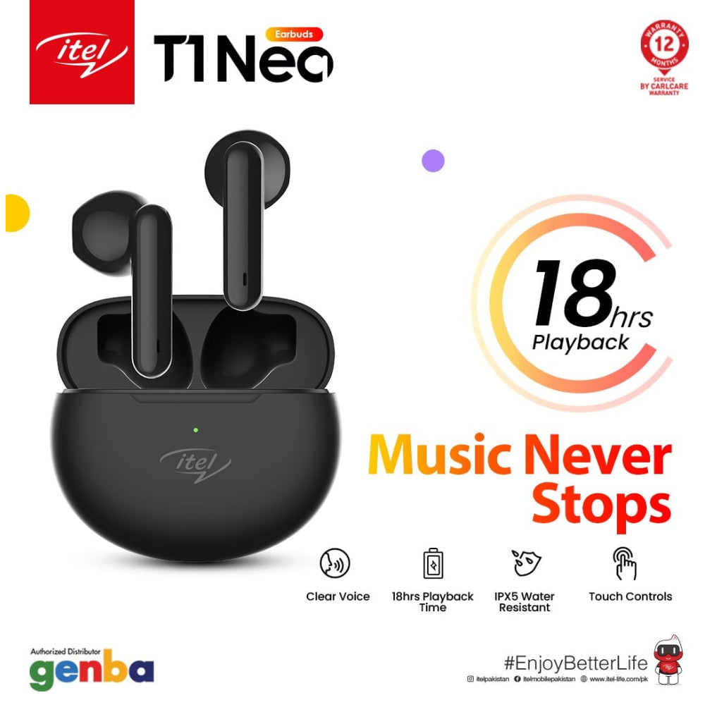 Itel Earbuds Model T1 Neo 18 Hours Playback