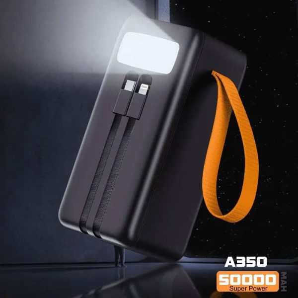 Aspor A350 | 50,000mah – Fast Charging With Built-in Flashlight Power Bank For Mobile And Laptops