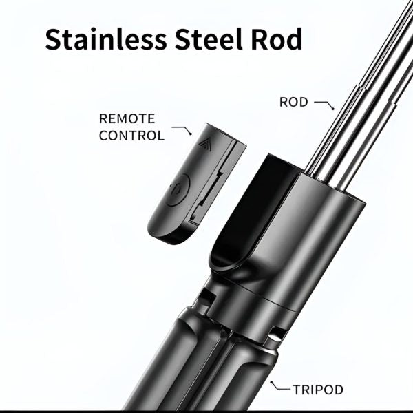 R1s Selfie Stick & Tripod with Bluetooth Remote Control For Phone Action Camera with Flash Light