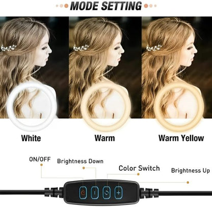 6cm Led Ring Light With Mobile Holder, 7ft Tripod Stand, 3 Light Colors