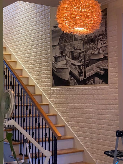 3D Brick Self Adhesive Wallpaper Foam Sheet, High Quality - White – 70*77cm, 5 Pcs