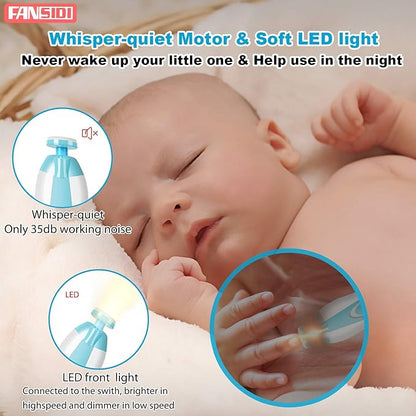 6 in 1 Electric Baby Nail Grinder, Blue/Pink