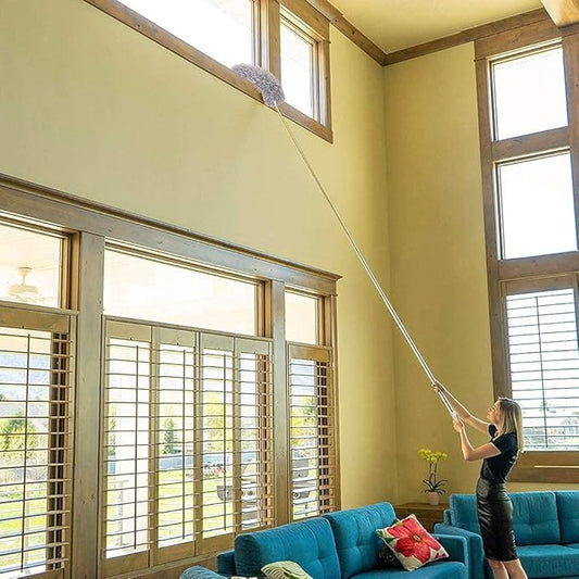 Microfiber Duster with Extension Pole(Stainless Steel) 30 to 100'', with Bendable Head