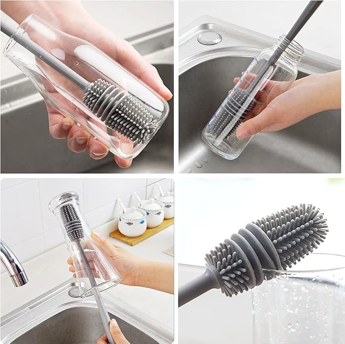 Long Handle Silicone Glass Bottle Cleaning Brush Multifunction