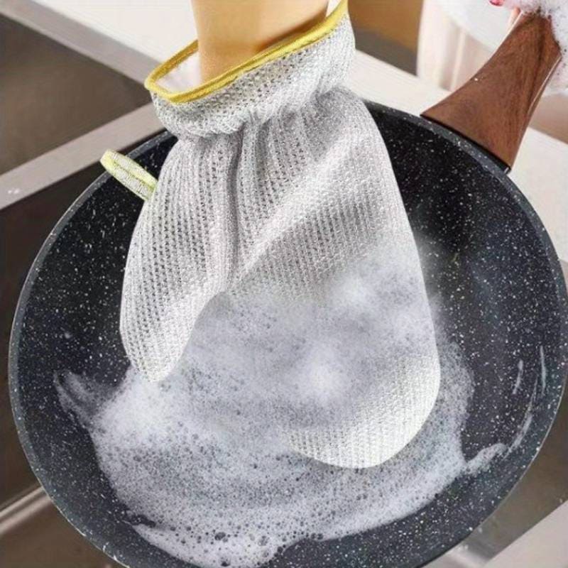 Steel Wire Dishwashing Glove, Waterproof Multipurpose Anti-Scratch Cleaning Rag