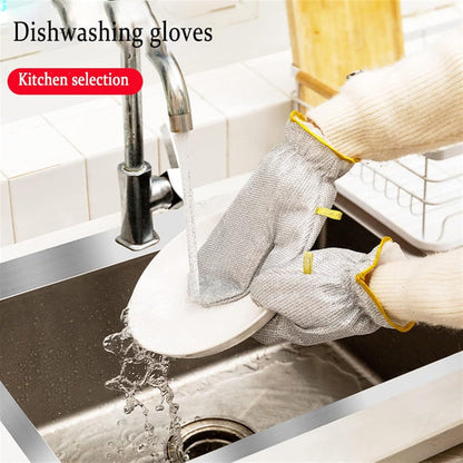 Steel Wire Dishwashing Glove, Waterproof Multipurpose Anti-Scratch Cleaning Rag