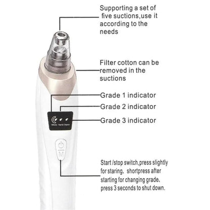 Nose & Face Electric Vacuum Suction Blackhead Remover Pore Cleaner