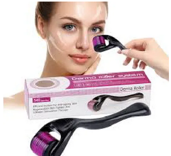 Derma roller + hair oil bottle with comb 2 in 1