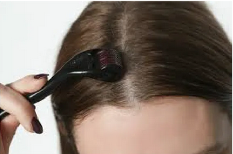 Derma roller + hair oil bottle with comb 2 in 1