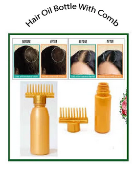 Derma roller + hair oil bottle with comb 2 in 1