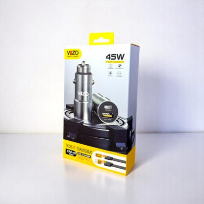 Vizo Car45 Volt Series – Dual Port Smart Car Charger (with V999 4-in-1 Cable)