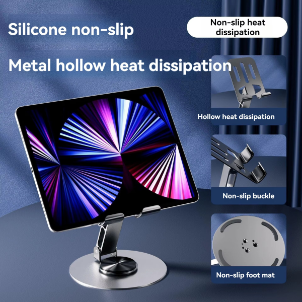 360° Rotating Mobile Stand - Stainless Steel Phone/Tablet Holder