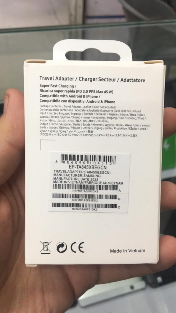 Original Samsung 45w pd Super Fast Charger With Type C