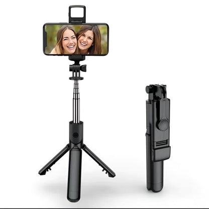 R1s Selfie Stick & Tripod with Bluetooth Remote Control For Phone Action Camera with Flash Light